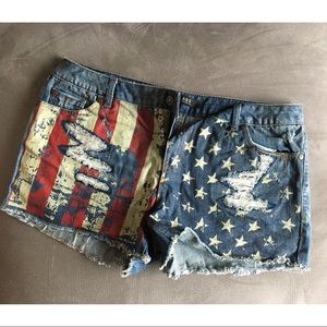 American flag jean shorts